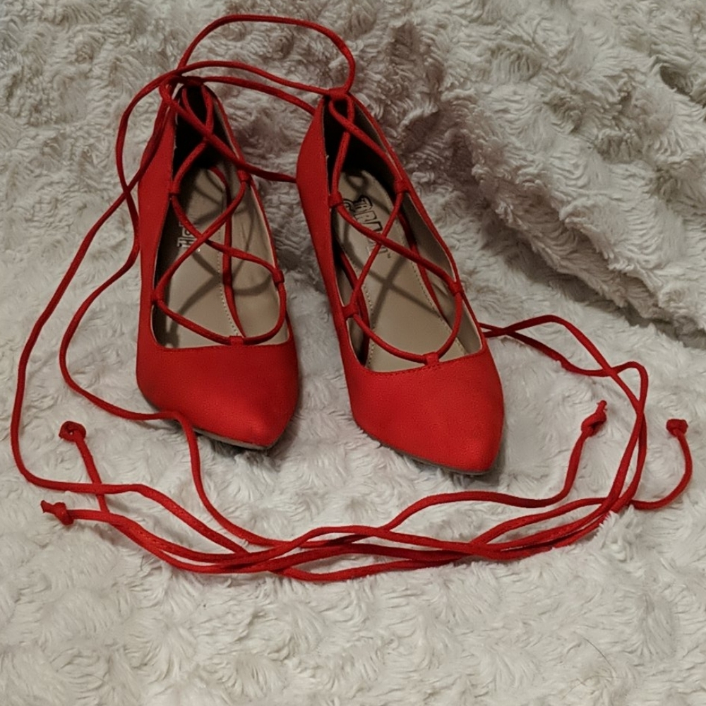 Red Heel with Strap detail